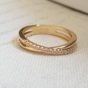 New 18K Gold Plated Diamond Double Band Ring for Women
